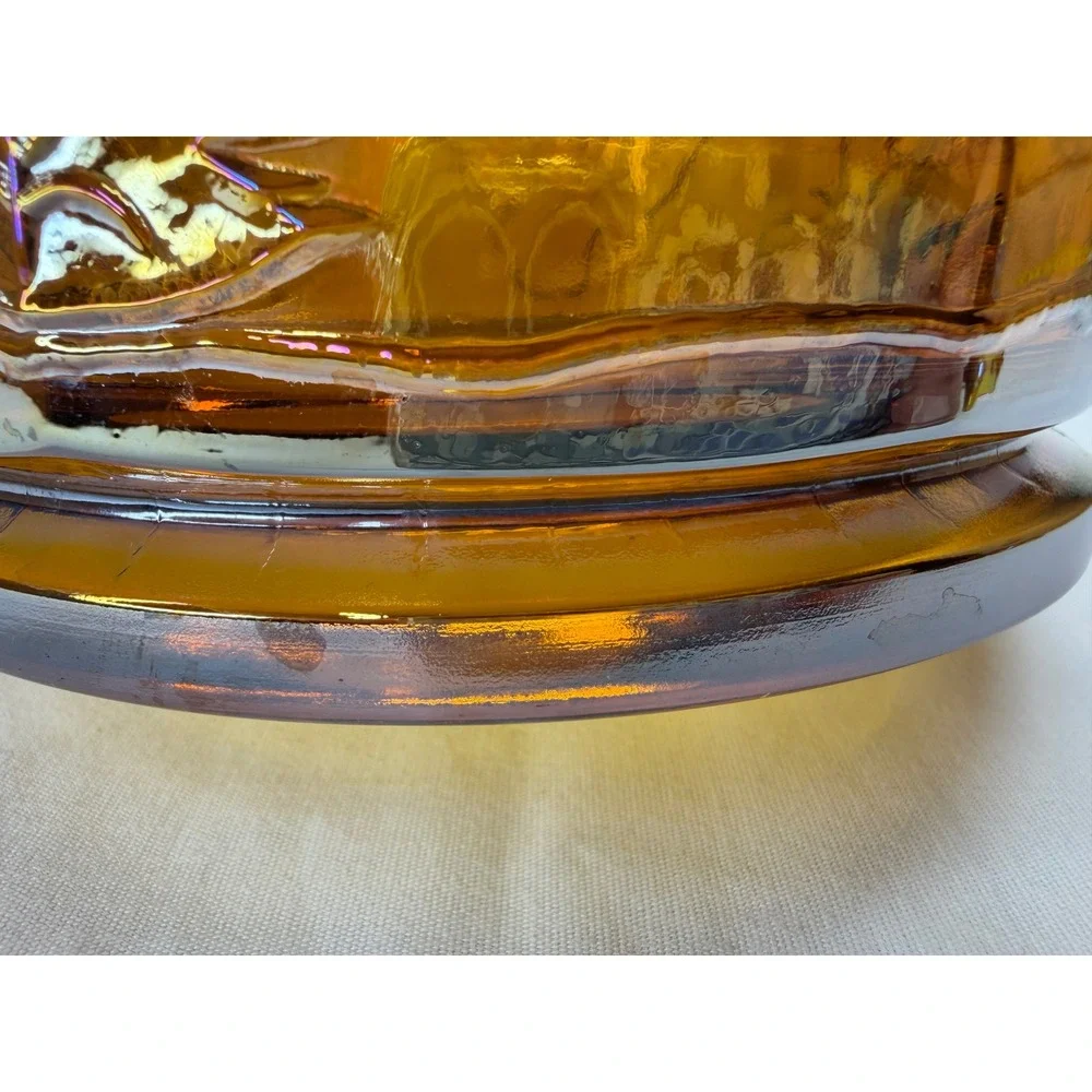 VTG Indiana Glass Harvest Grape Marigold Carnival Glass Lidded Canister 8
